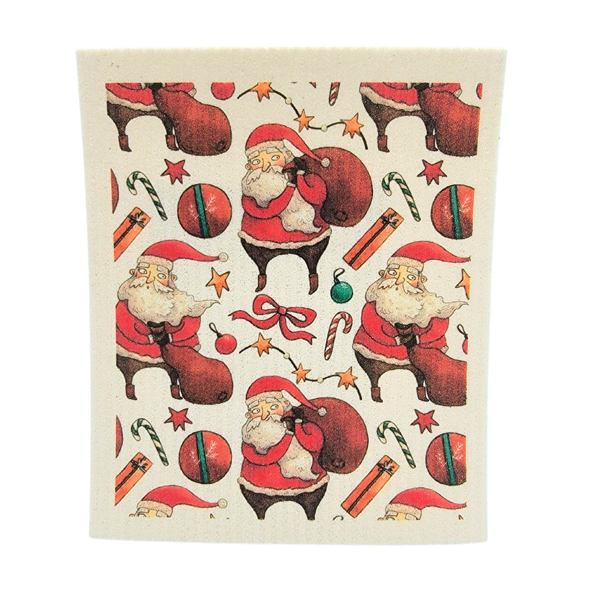 Santa's gift sack Swedish Dishcloth - Christmas Decor ( 4 Per Pack - $2.55 Ea.)