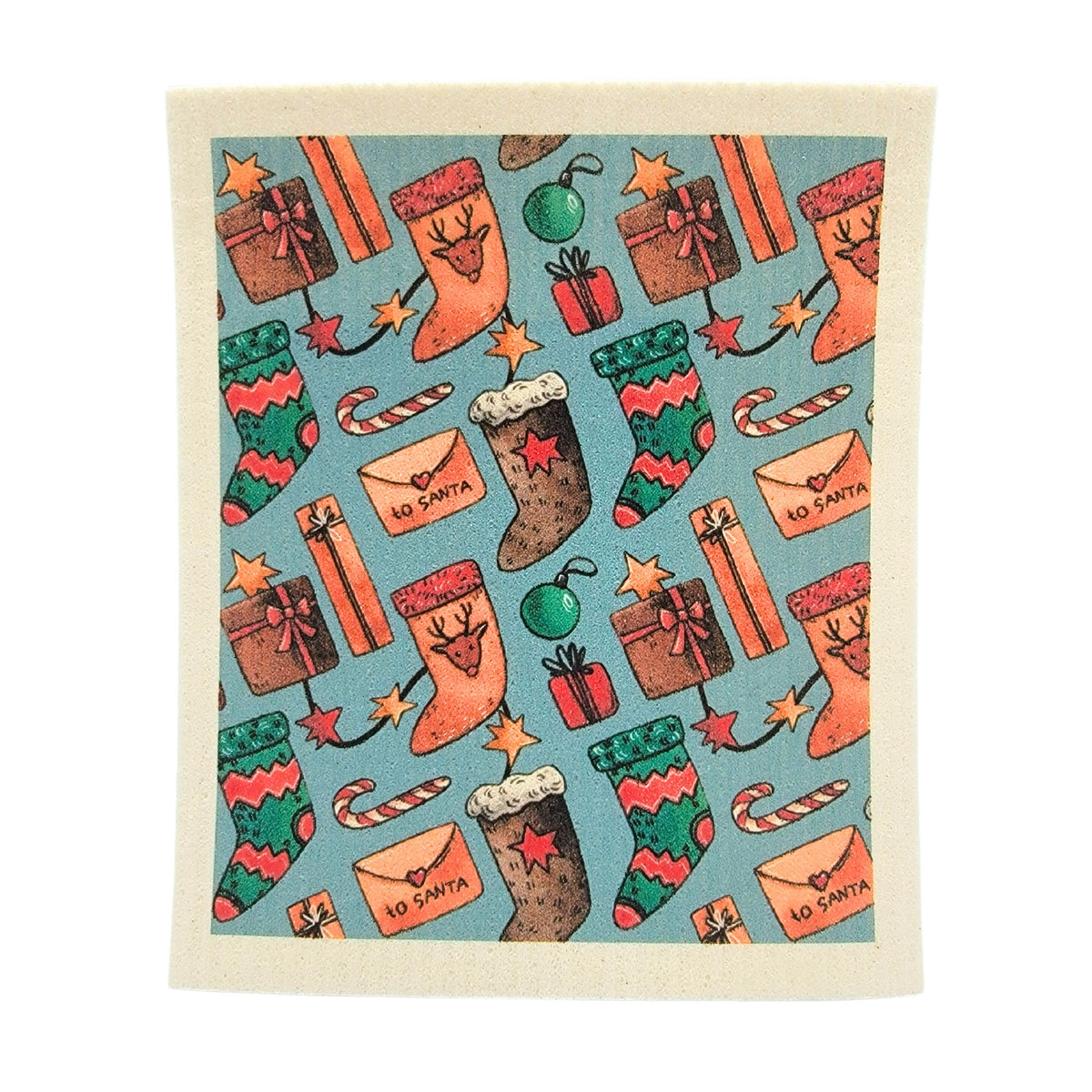 Christmas Stocking Pattern Swedish Dishcloth - Holiday Decor ( 4 Per Pack - $2.55 Ea.)