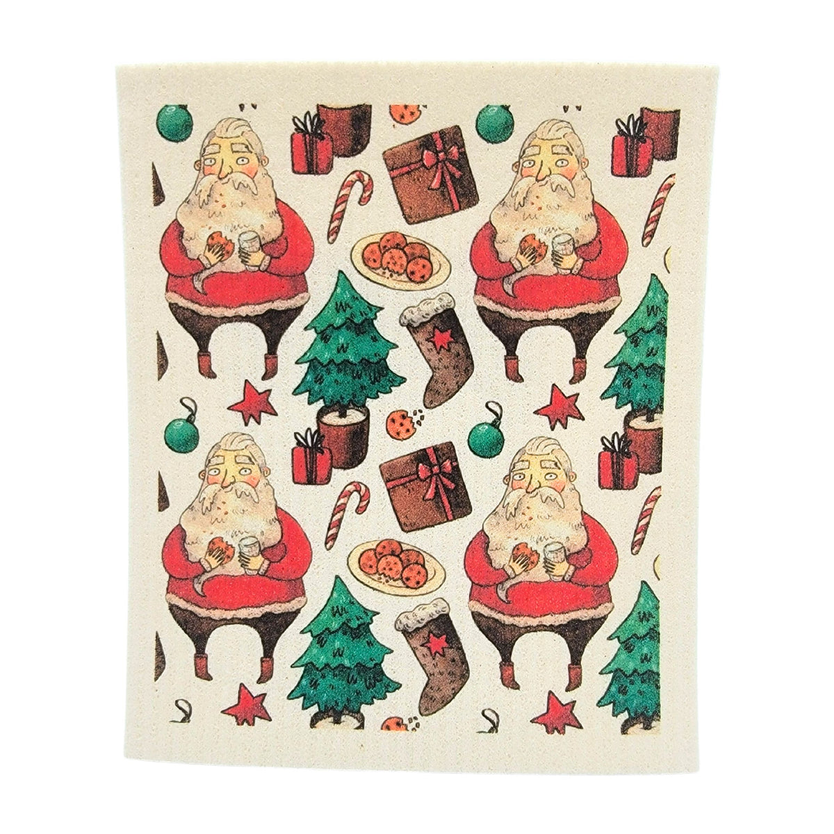 Santa's Milk & Cookies Swedish Dishcloth - Christmas Decor ( 4 Per Pack - $2.55 Ea.)
