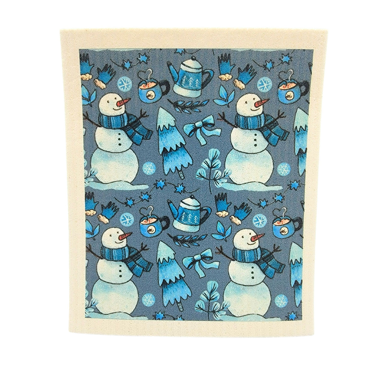 Snowman & Hot Chocolate Swedish Dishcloth - Christmas Decor ( 4 Per Pack - $2.55 Ea.)