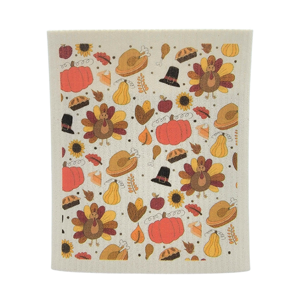 Thanksgiving Turkey Pattern Swedish Dishcloth - Fall Decor ( 4 Per Pack - $2.55 Ea.)