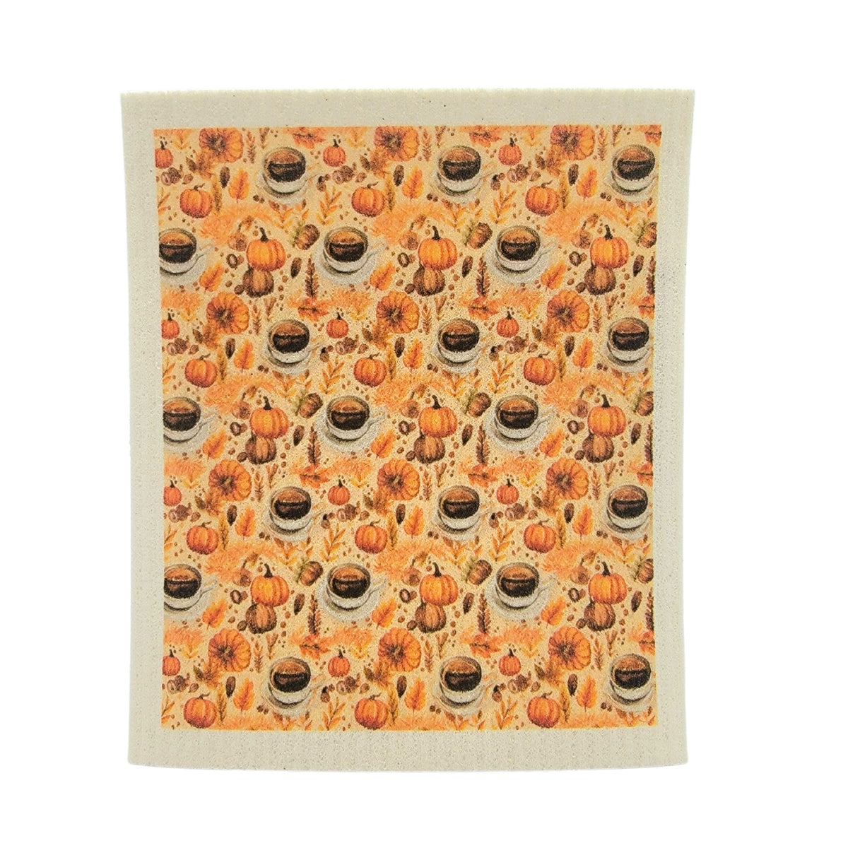 Pumpkin Spice Pattern Swedish Sponge Dishcloth - Fall Decor ( 4 Per Pack - $2.55 Ea.)