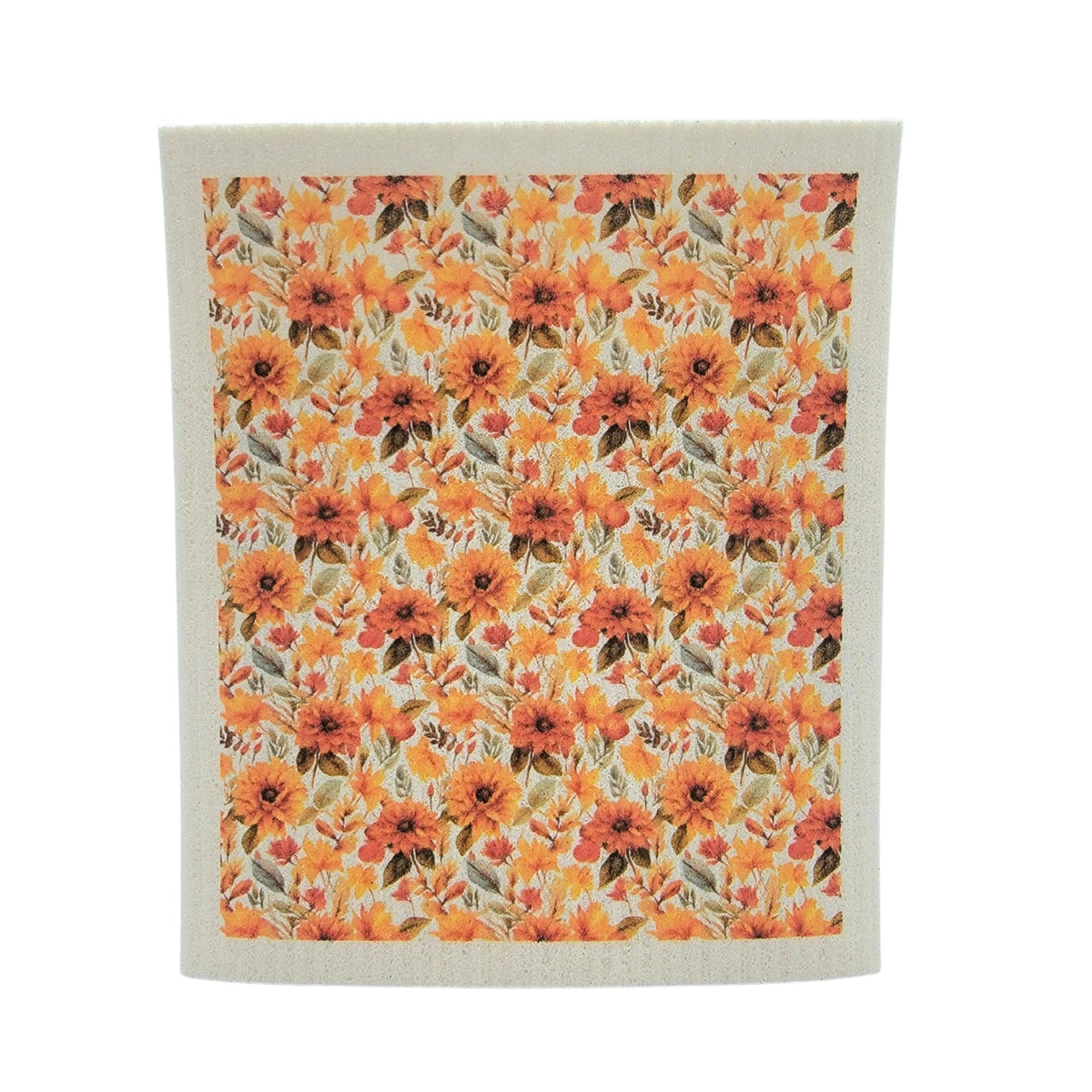 Fall Flower Pattern Swedish Sponge Dishcloth - Autumn Decor ( 4 Per Pack - $2.55 Ea.)