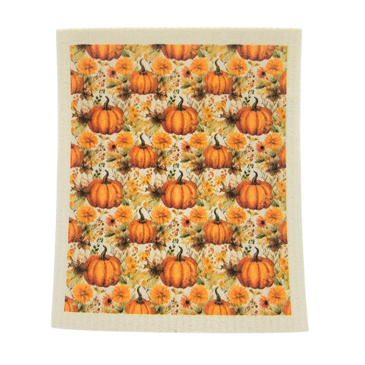Pumpkin Flower Pattern Swedish Dishcloth - Fall Decor ( 4 Per Pack - $2.55 Ea.)