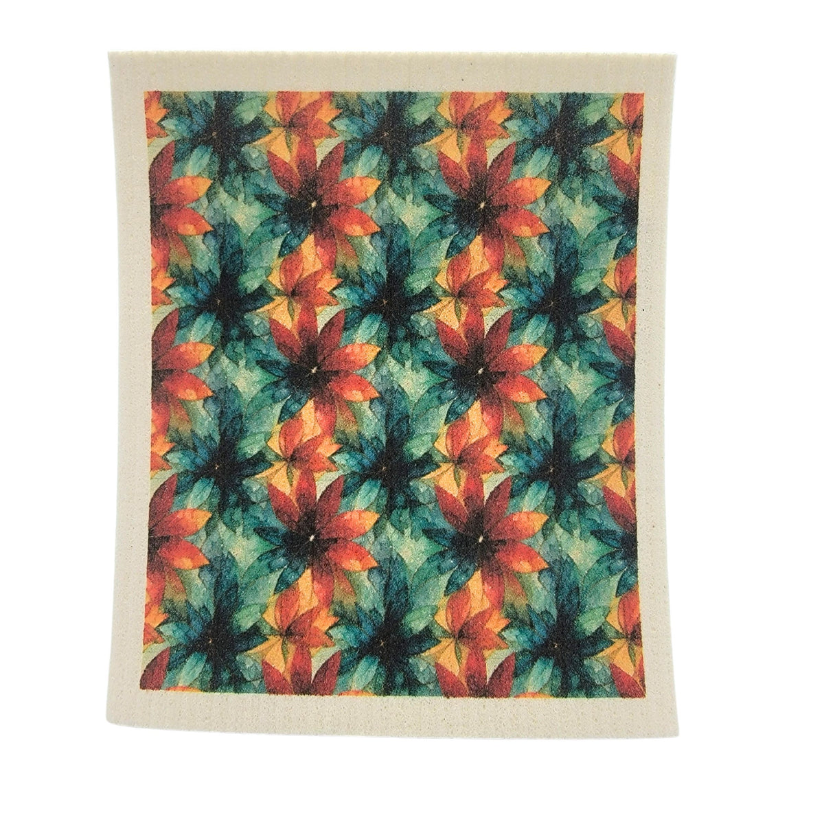 Abstract Poinsettia Swedish Dishcloth - Christmas Decor ( 4 Per Pack - $2.55 Ea.)