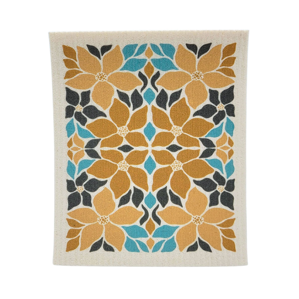 Gold Poinsettia Swedish Dishcloth - Christmas Decor ( 4 Per Pack - $2.55 Ea.)
