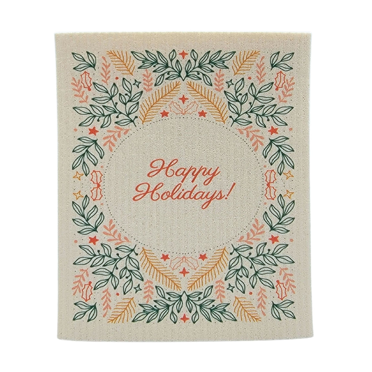Happy Holidays Swedish Dishcloth - Holiday Decor ( 4 Per Pack - $2.55 Ea.)
