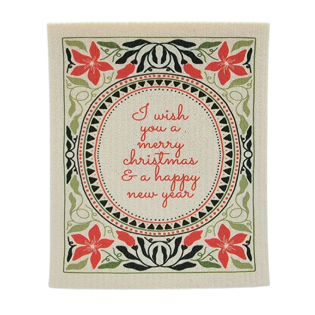 I Wish You A Merry Christmas Swedish Dishcloths - Xmas Decor ( 4 Per Pack - $2.55 Ea.)