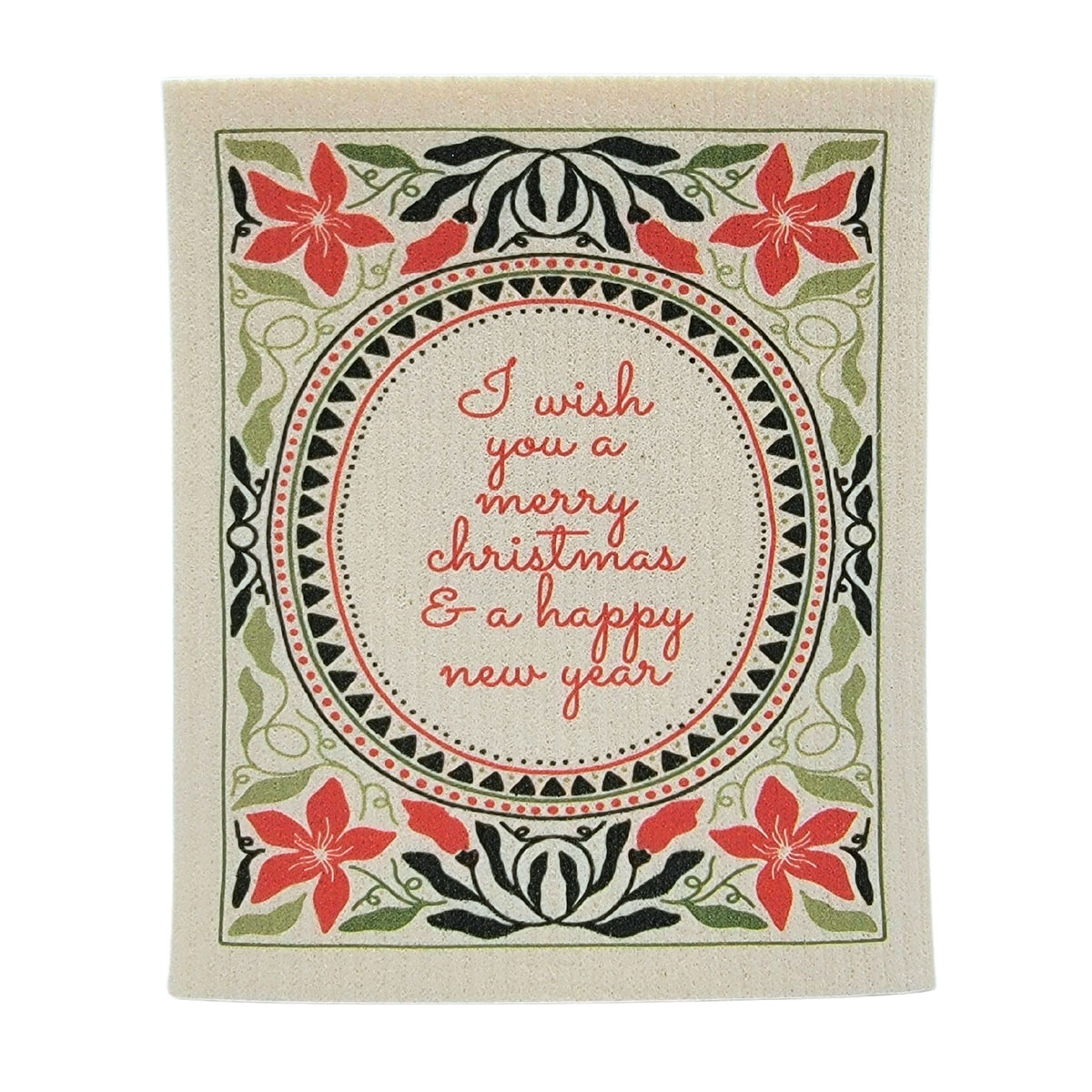 I Wish You A Merry Christmas Swedish Dishcloths - Xmas Decor ( 4 Per Pack - $2.55 Ea.)
