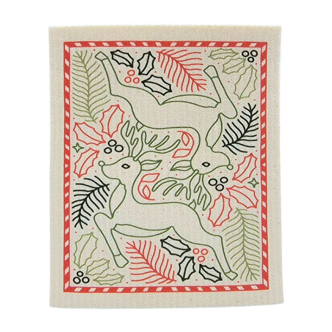 Reindeer Christmas Swedish Dishclothes - Xmas Decor ( 4 Per Pack - $2.55 Ea.)