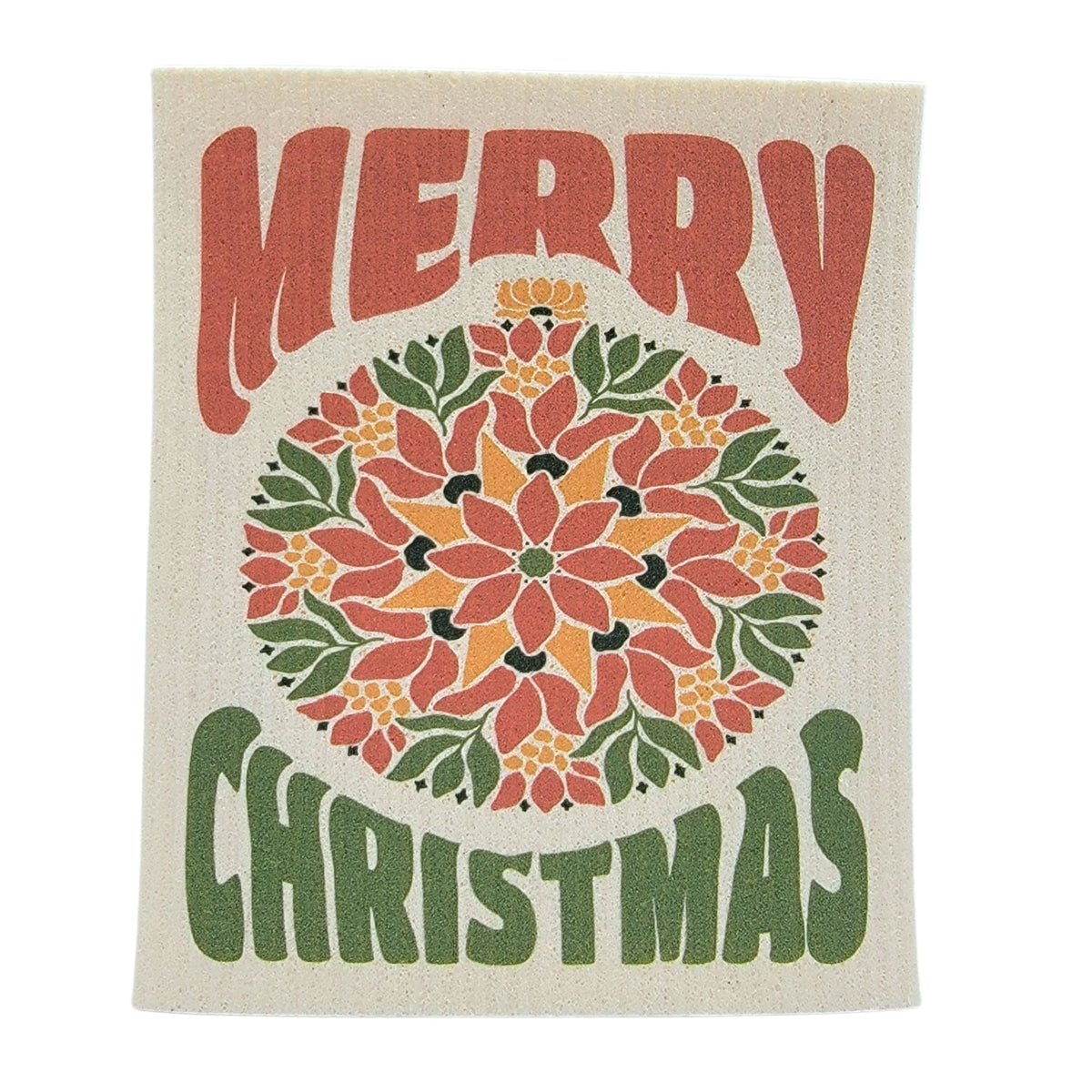 Merry Christmas Bulb Swedish Dishclothes - Xmas Decor ( 4 Per Pack - $2.55 Ea.)