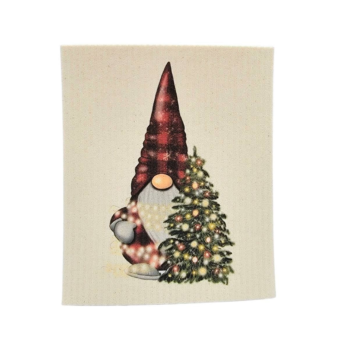 Gnome Christmas lights Swedish Dishcloth - Christmas Decor ( 4 Per Pack - $2.55 Ea.)