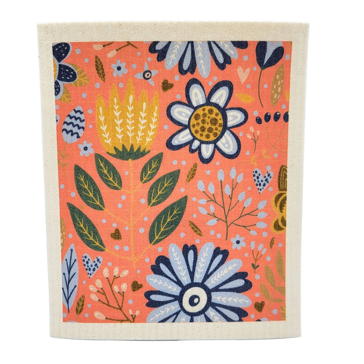 Coral Spring Flowers Swedish Dishcloths - Spring Decor ( 4 Per Pack - $2.55 Ea.)