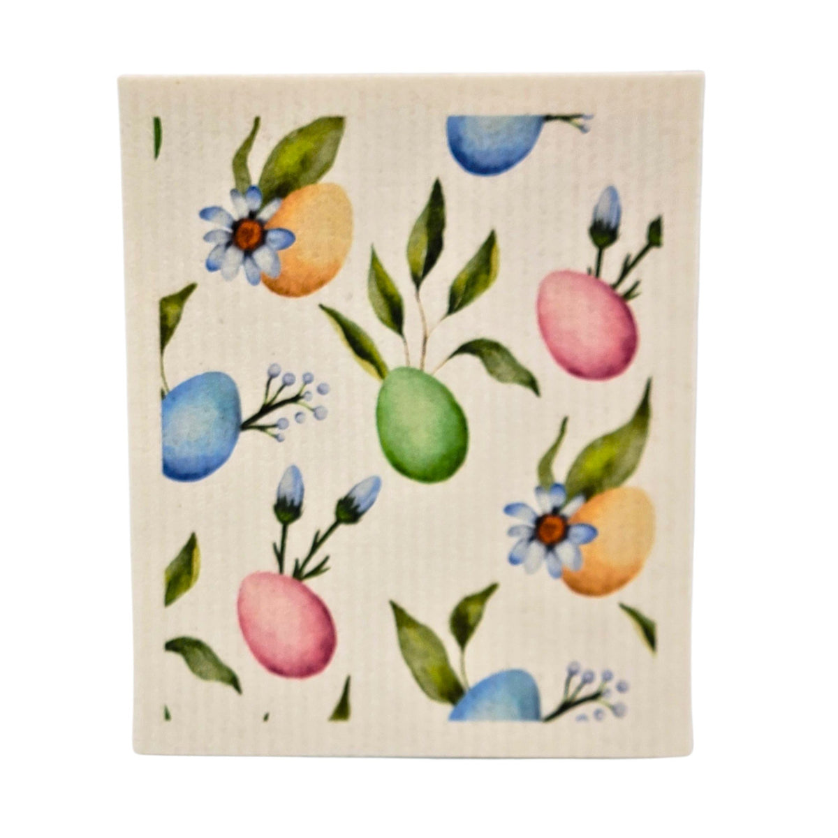 Easter Eggs & Flowers Swedish Dishcloth - Easter Decor ( 4 Per Pack - $2.55 Ea.)