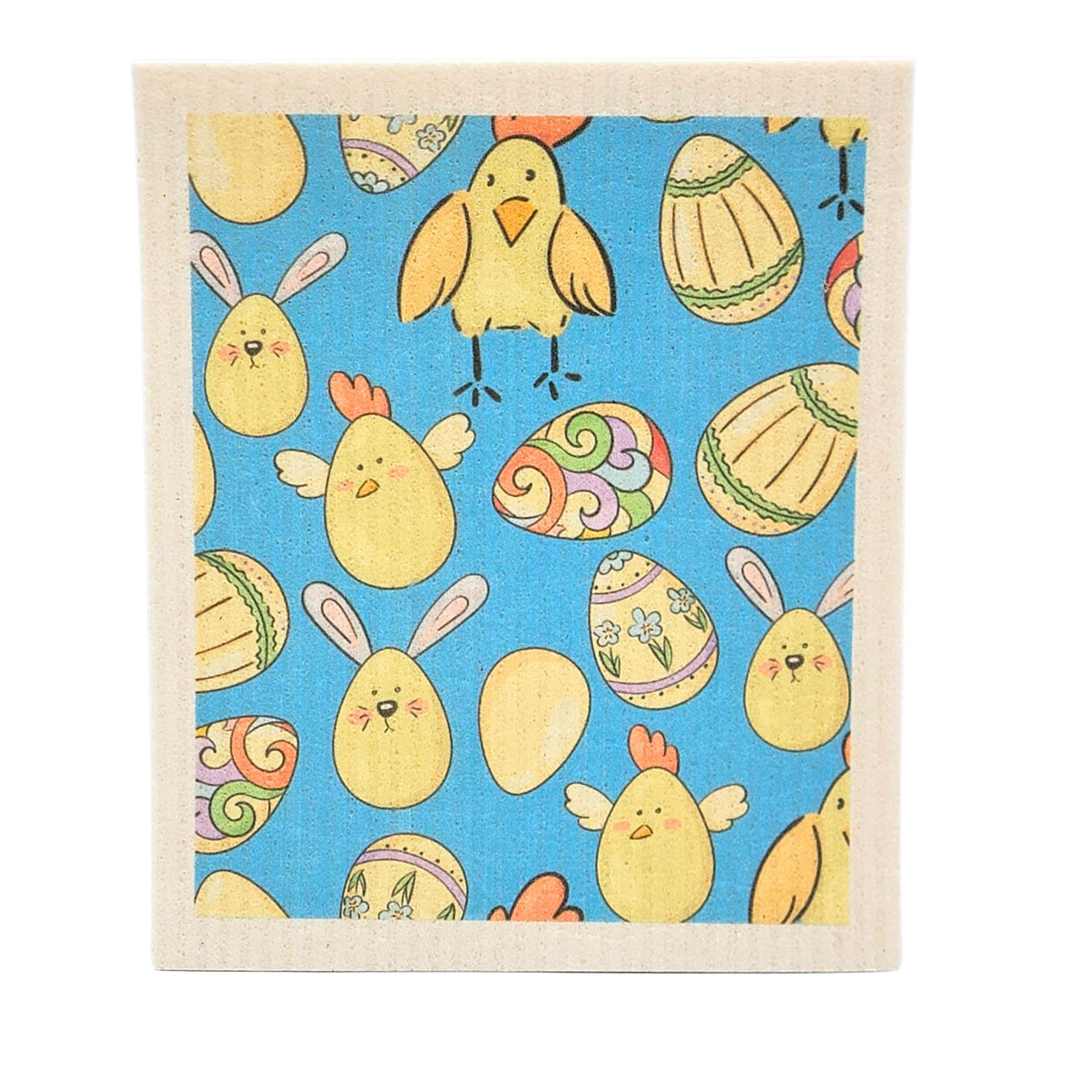 Chicks & Easter Eggs Swedish Dishcloth - Spring Decor ( 4 Per Pack - $2.55 Ea.)