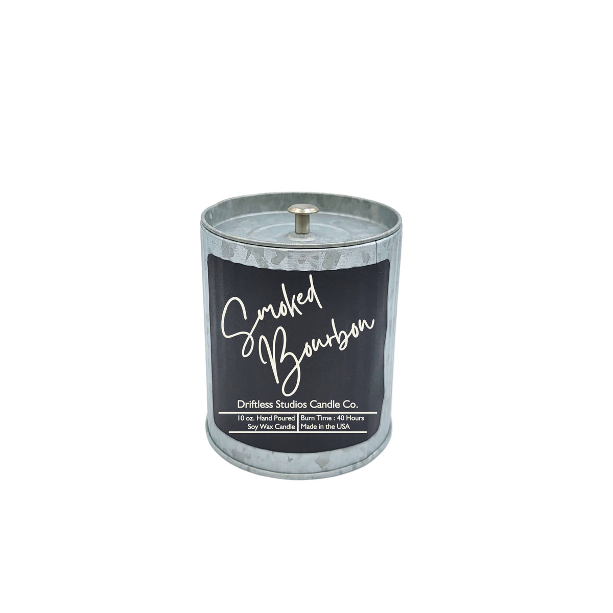 (Case Of 3 Candles) $9.95 Ea. -Tin Smoked Bourbon Soy Wax Candle