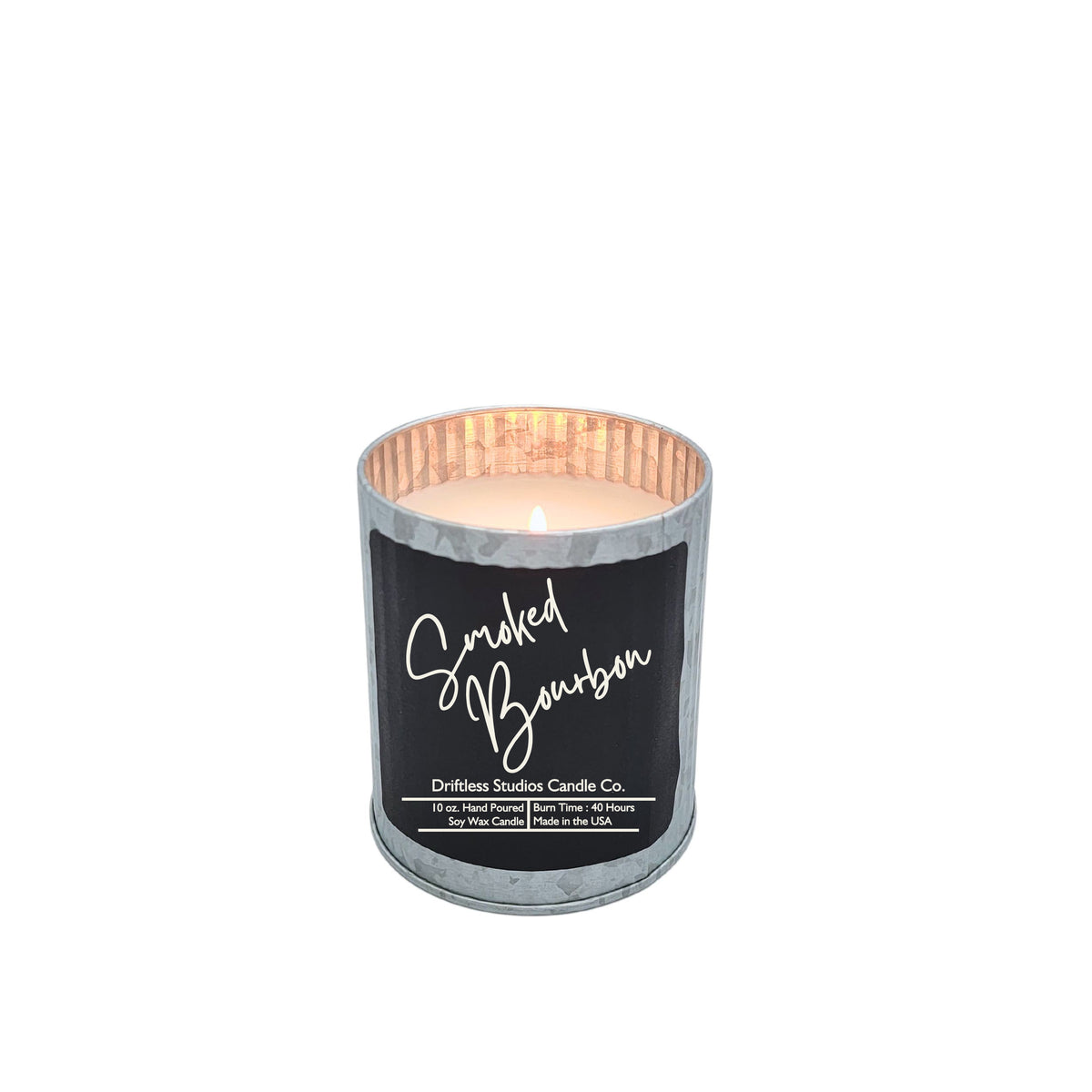 (Case Of 3 Candles) $9.95 Ea. -Tin Smoked Bourbon Soy Wax Candle