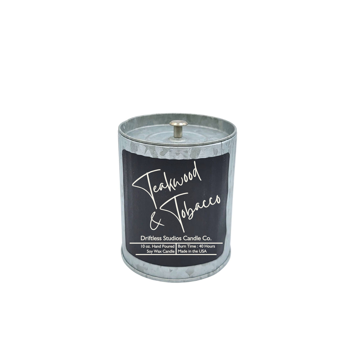 (Case Of 3 Candles) $9.95 Ea. -Tin Teakwood & Tobacco Rustic Farmhouse Scented Candles