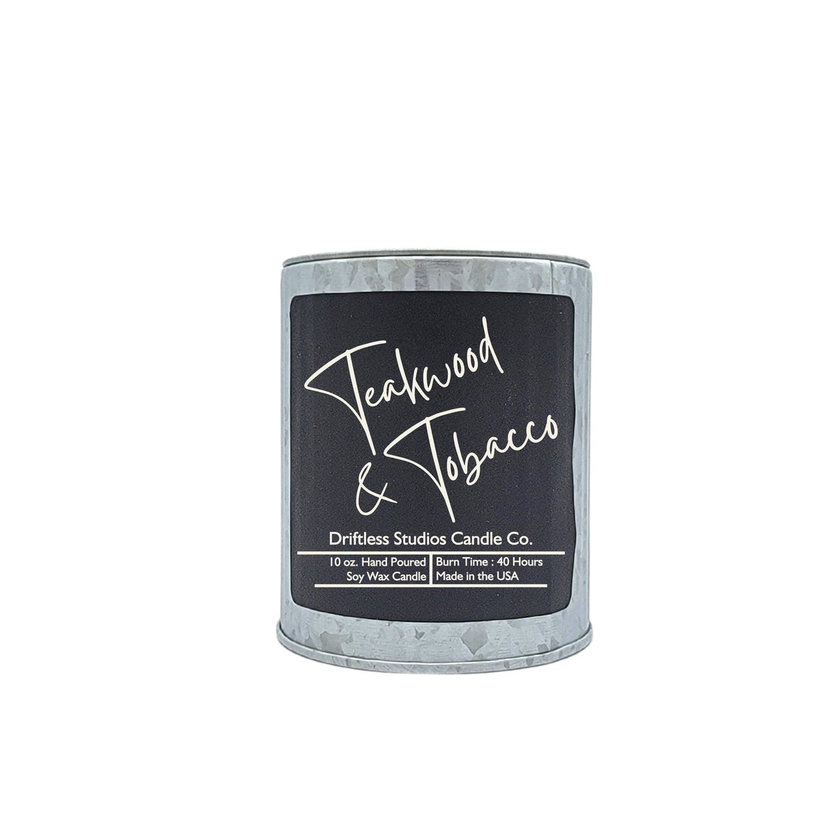 (Case Of 3 Candles) $9.95 Ea. -Tin Teakwood & Tobacco Rustic Farmhouse Scented Candles