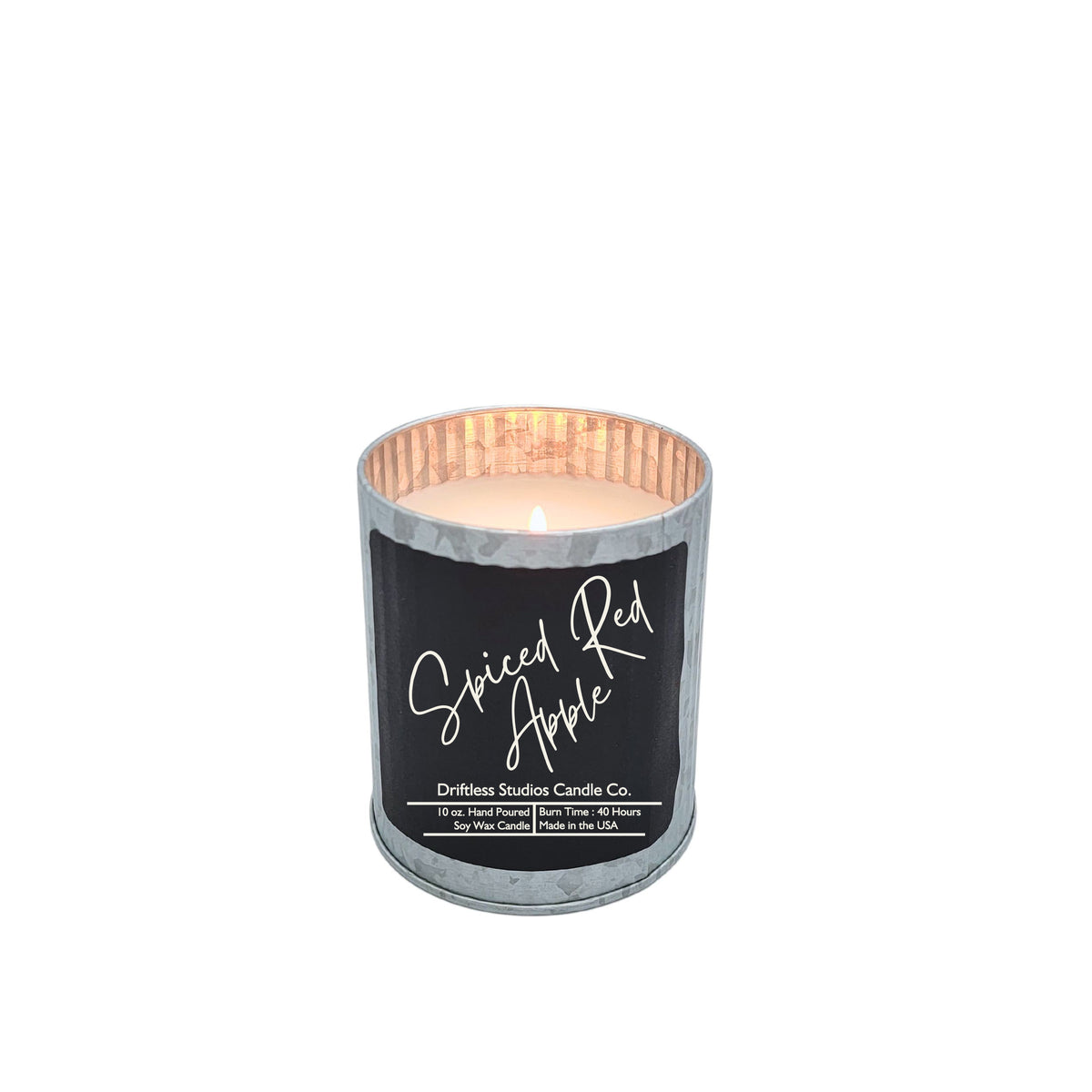 (Case Of 3 Candles) $9.95 Ea. -Tin Spiced Red Apple Scented Rustic Farmhouse Candles