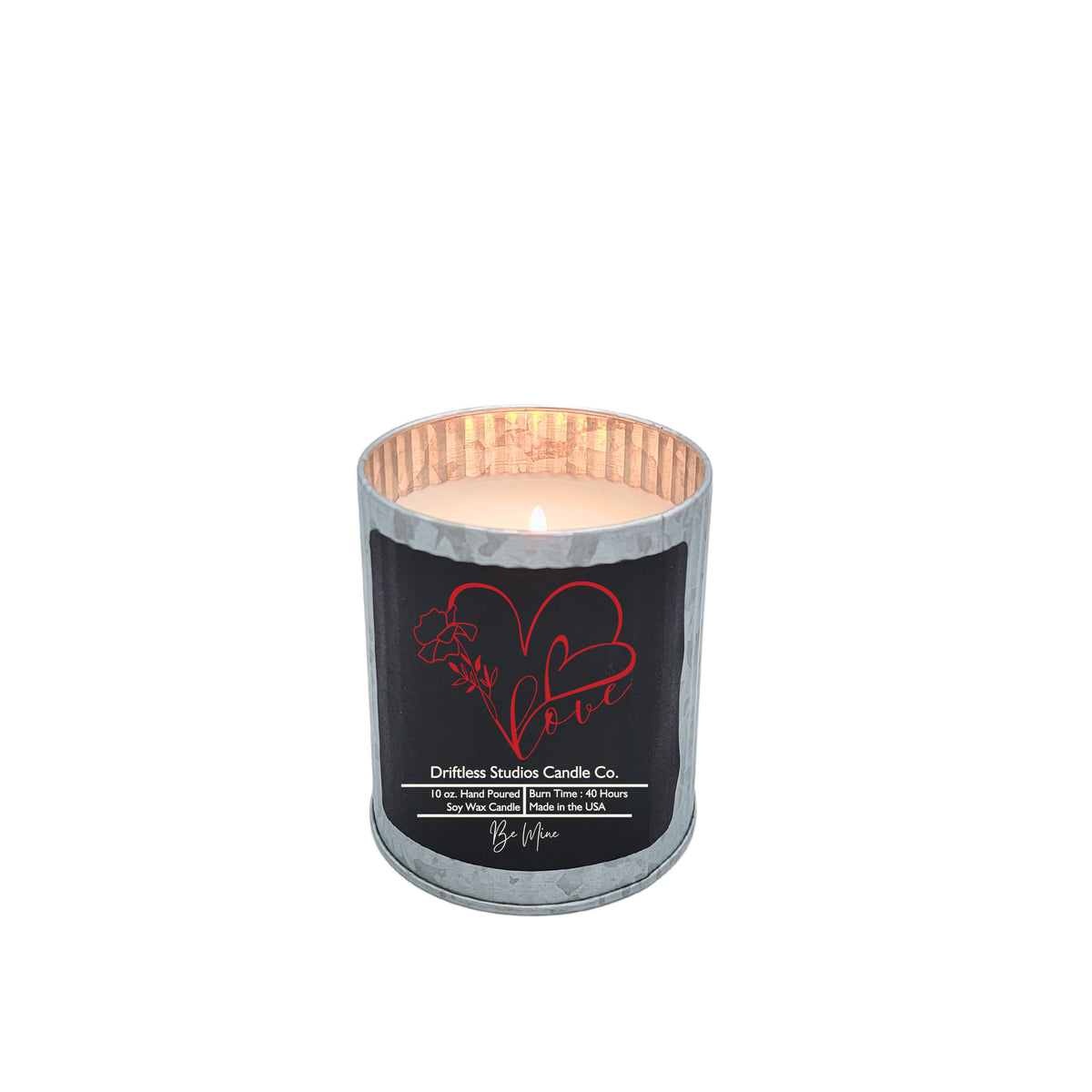 (Case Of 3 Candles) $9.95 Ea. - Valentines Love Heart Farmhouse Soy Candles - Vintage Tin