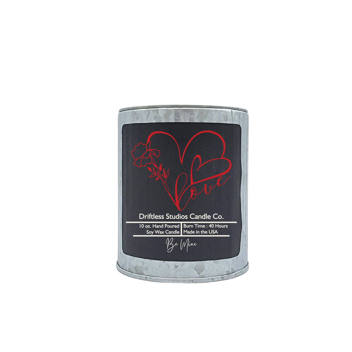 (Case Of 3 Candles) $9.95 Ea. - Valentines Love Heart Farmhouse Soy Candles - Vintage Tin