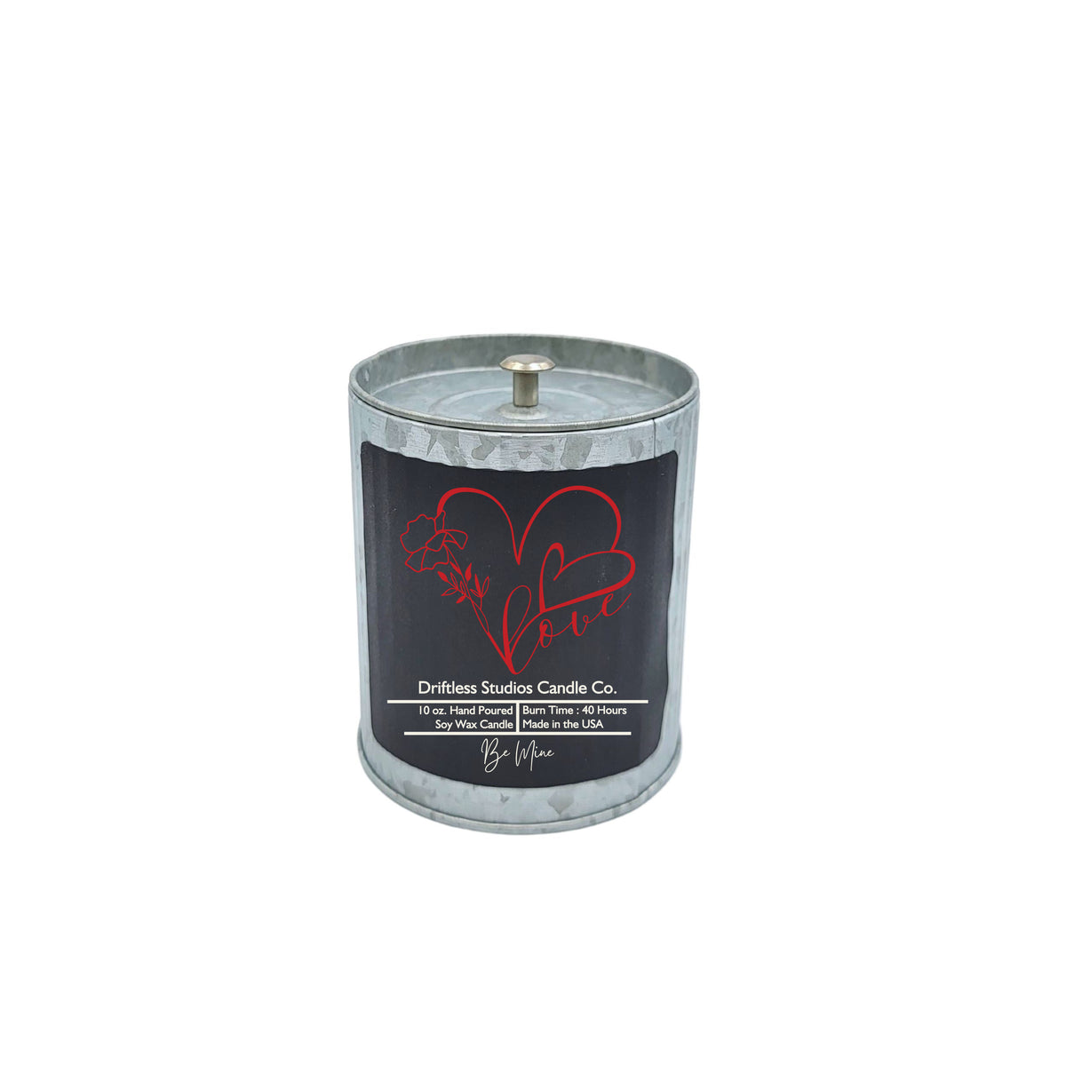 (Case Of 3 Candles) $9.95 Ea. - Valentines Love Heart Farmhouse Soy Candles - Vintage Tin