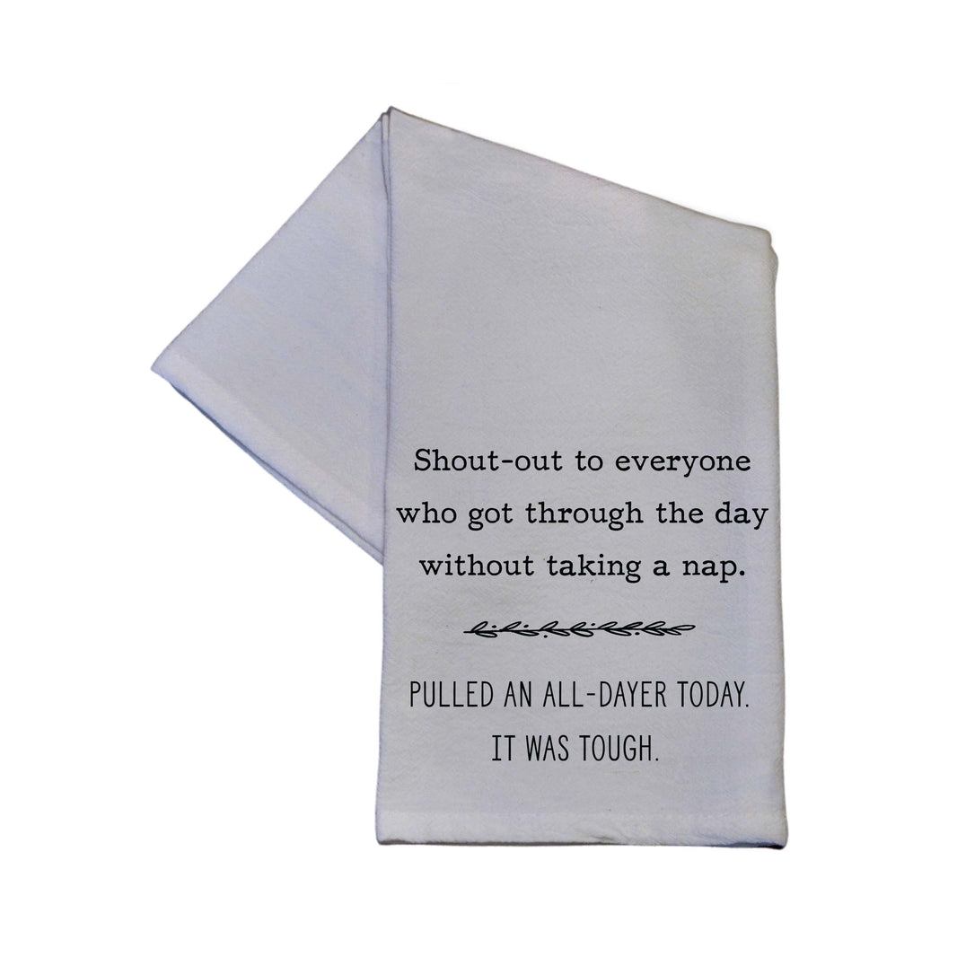 Pulled An All Dayer Kitchen Towels - White Cotton Tea Towel - TWL109 - Pack Of 4 Towels ($3.95 Per Towel)