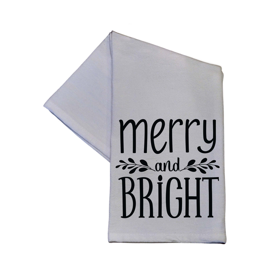 Merry & Bright Cotton Tea Towel Christmas Decorations - TWL121 - Pack Of 4 Towels ($3.95 Per Towel)