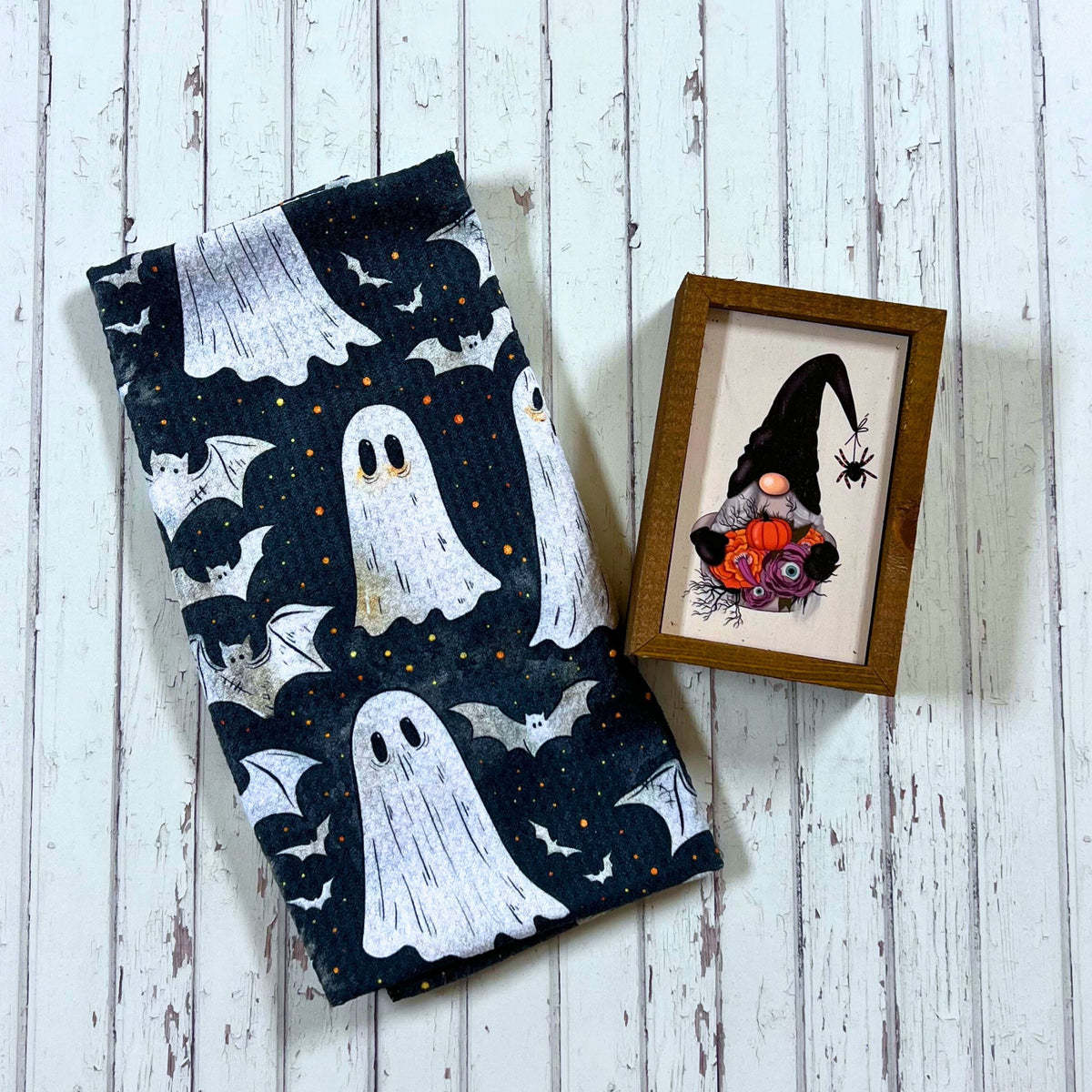 Halloween Ghost and Bat Waffle (Pack Of 2 - $6.95 Ea. Towel) - WFL001