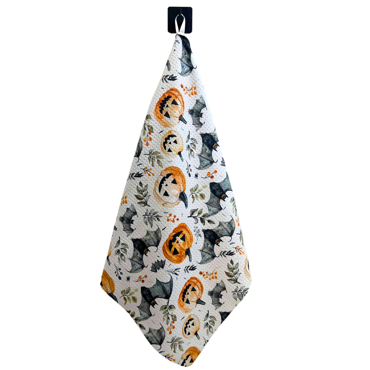 Fall Pumpkins With Halloween Bat Waffle (Pack Of 2 - $6.95 Ea. Towel) - WFL003