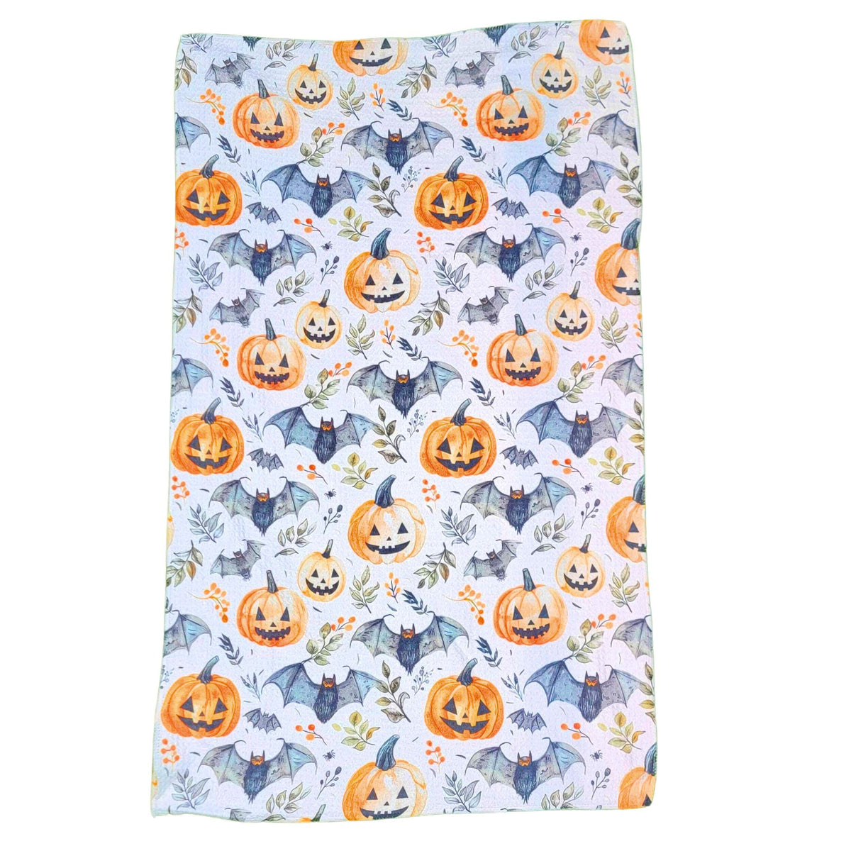 Fall Pumpkins With Halloween Bat Waffle (Pack Of 2 - $6.95 Ea. Towel) - WFL003