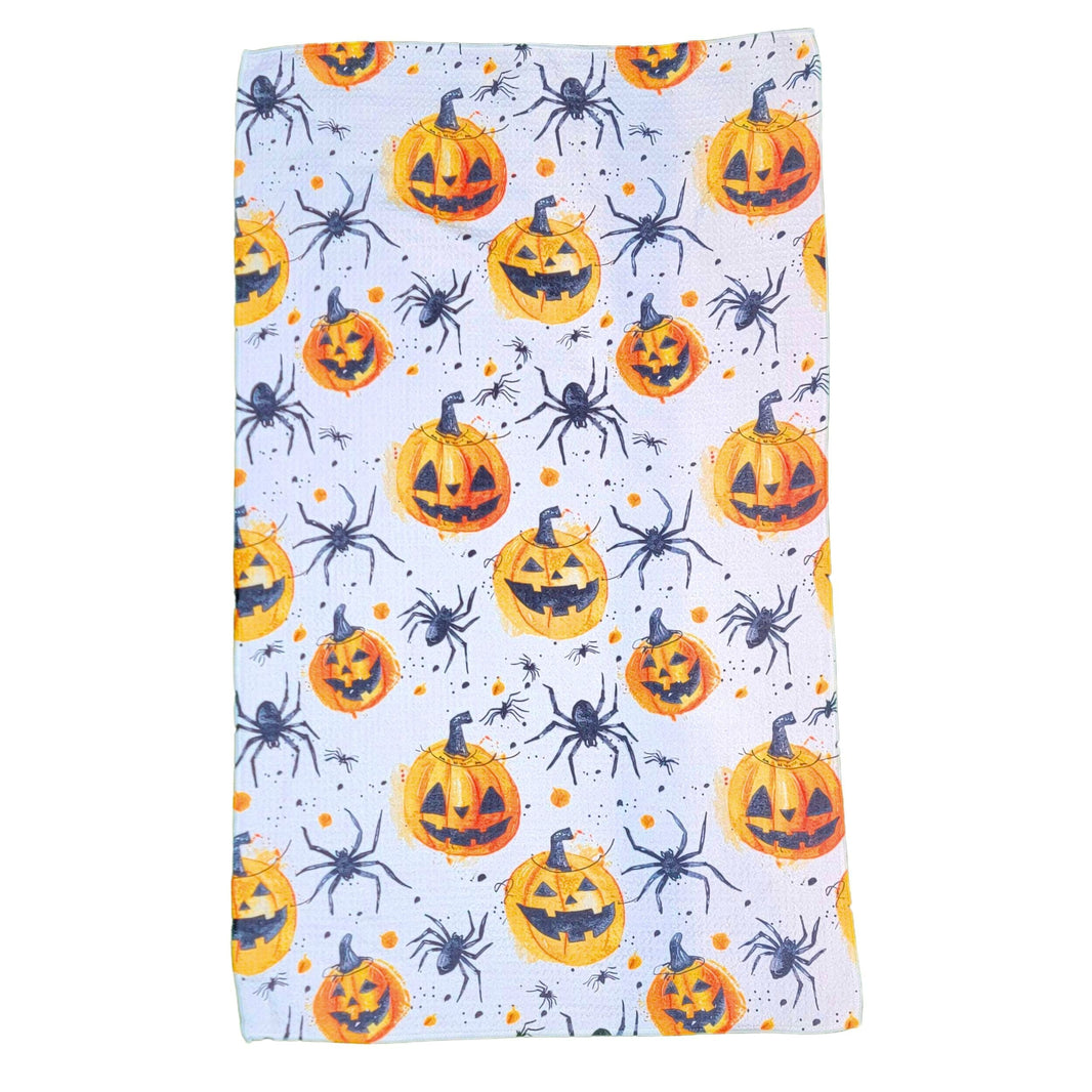 Orange Fall Pumpkin With Spiders Halloween (Pack Of 2 - $6.95 Ea. Towel) - WFL005