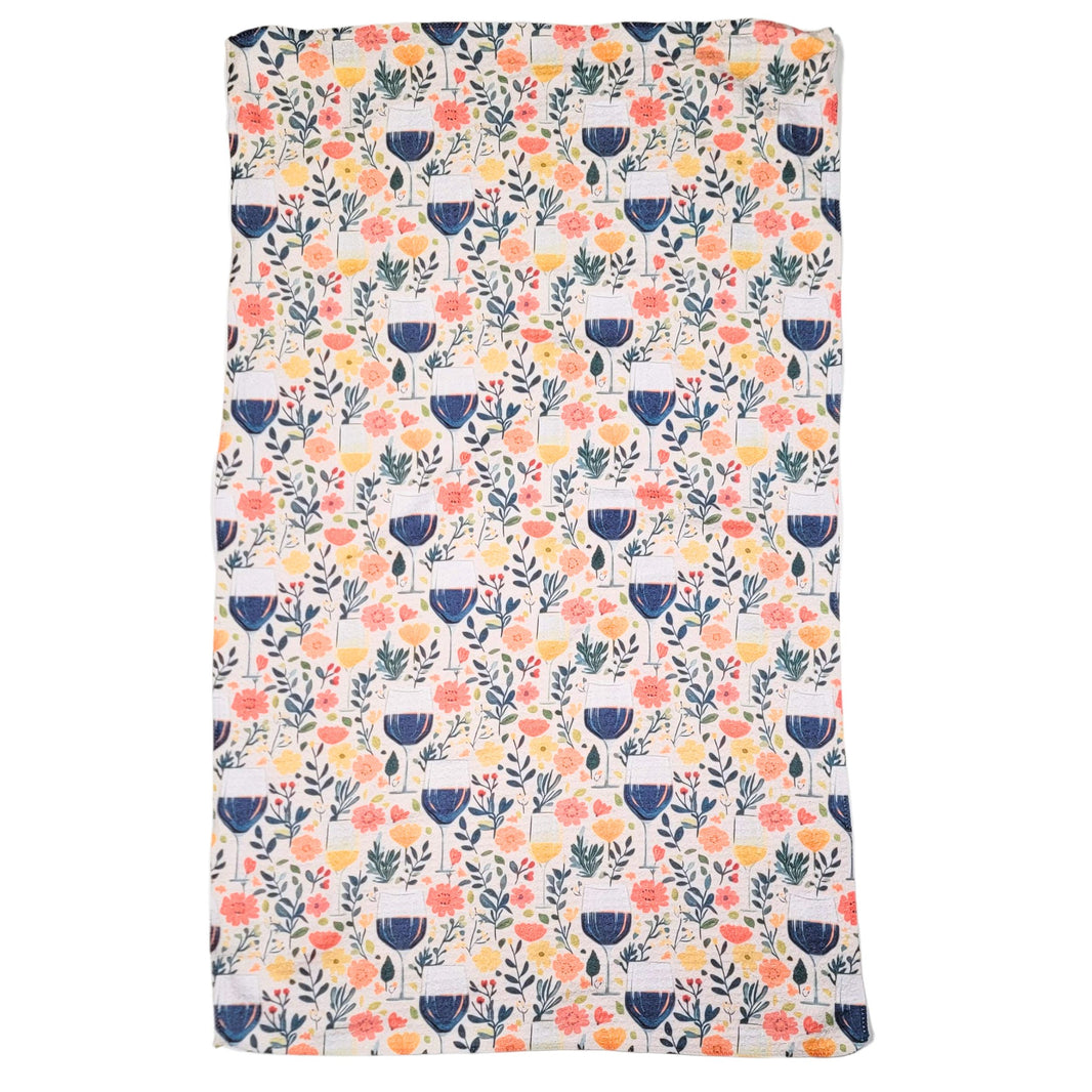 Wine & Flowers (Pack Of 2 - $6.95 Ea. Towel) - WFL093