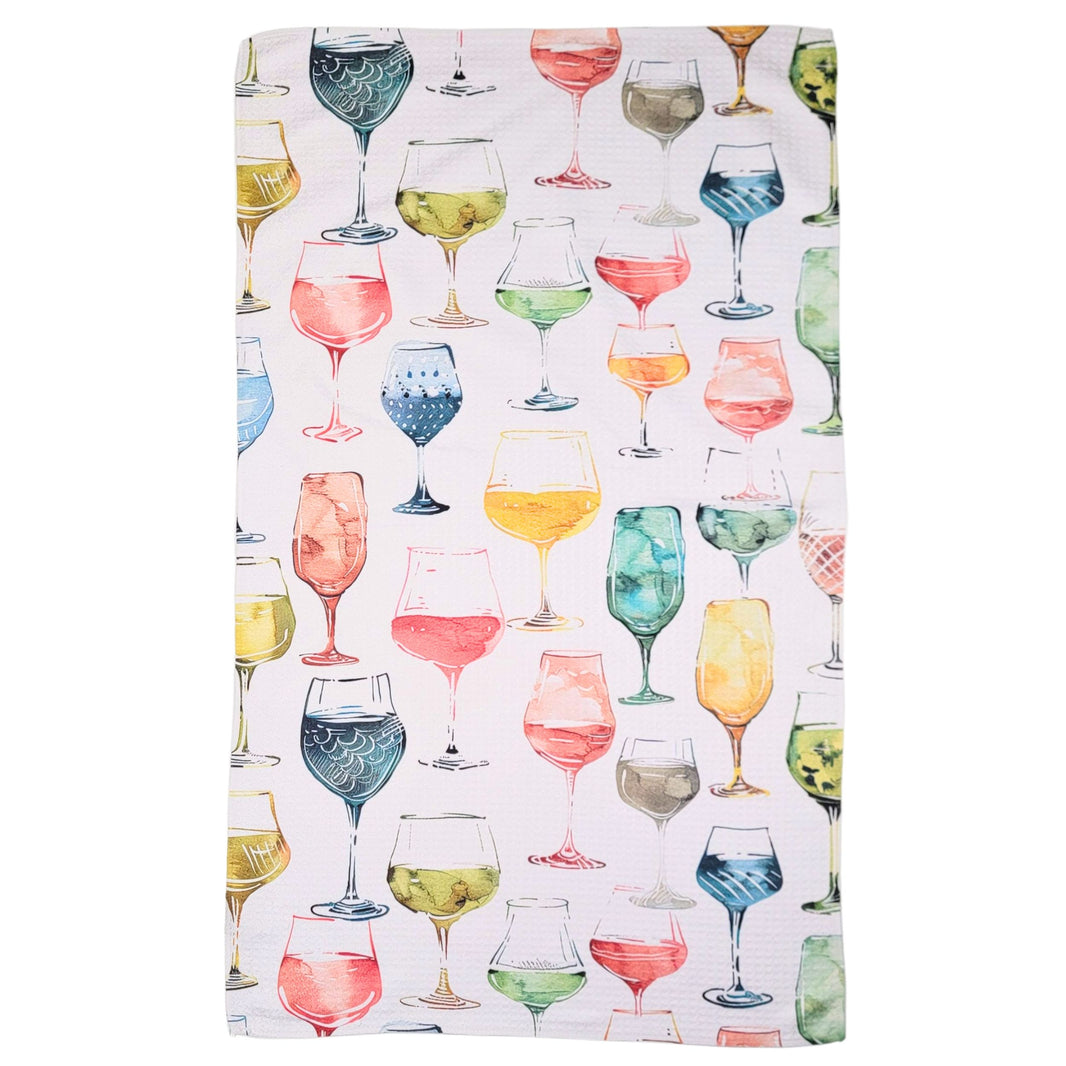 Watercolor Wine Glasses (Pack Of 2 - $6.95 Ea. Towel) - WFL094