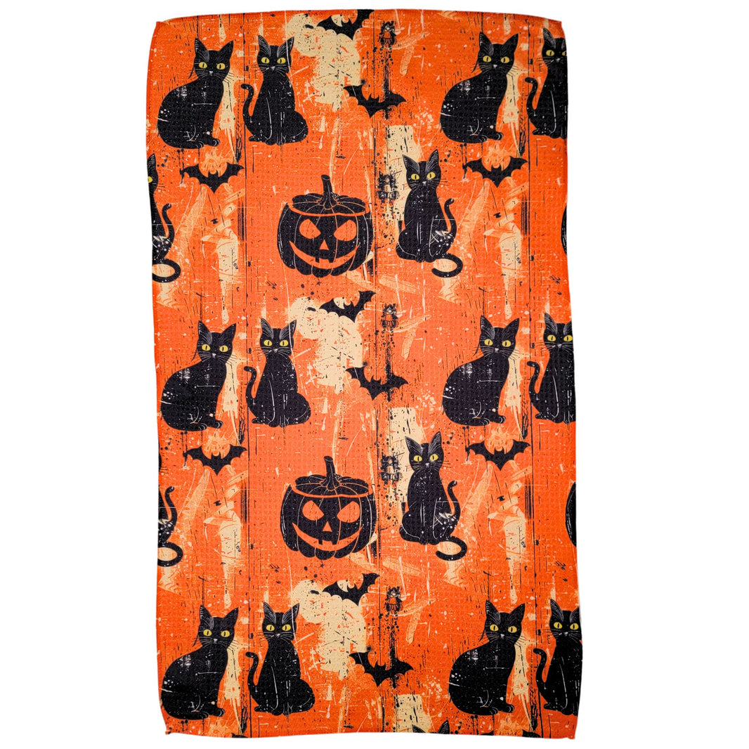 Halloween Black Cats & Pumpkins (Pack Of 2 - $6.95 Ea. Towel) - WFL120