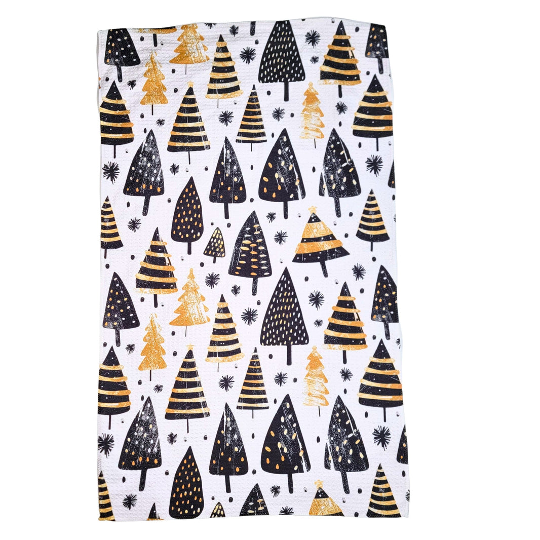 Black & Gold Christmas Trees (Pack Of 2 - $6.95 Ea. Towel) - WFL140