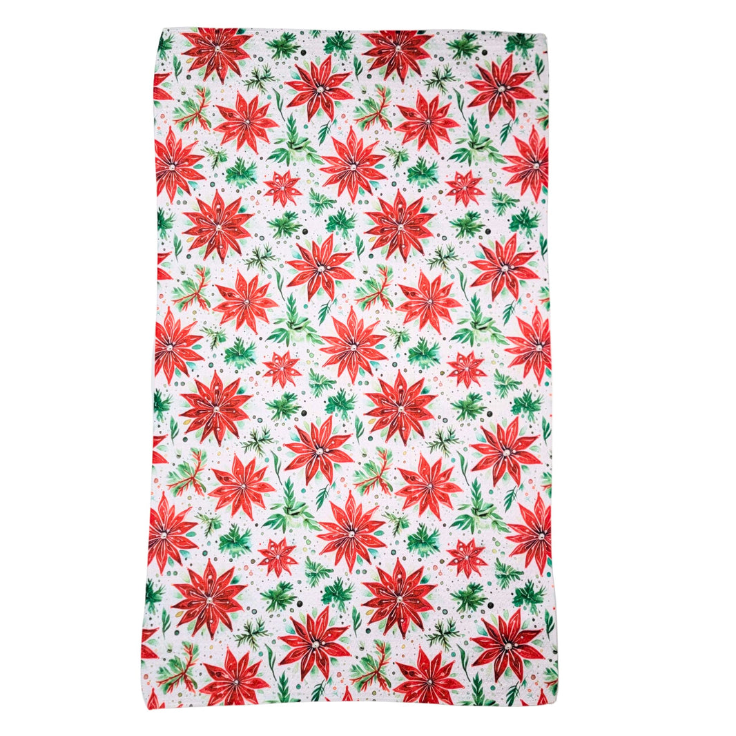 Poinsettia & Holiday Garland (Pack Of 2 - $6.95 Ea. Towel) - WFL147