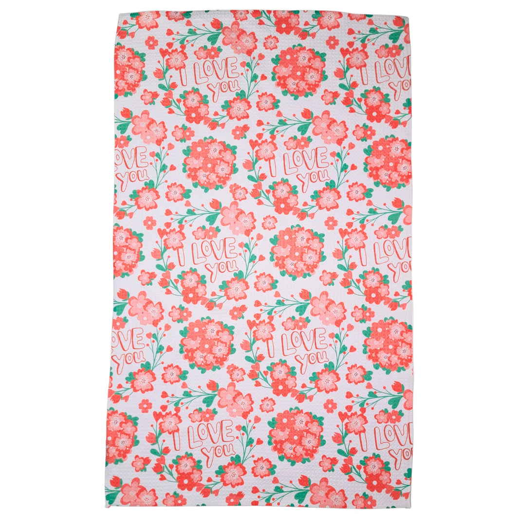 I Love You Floral Valentine's Day (Pack Of 2 - $6.95 Ea. Towel) - WFL158