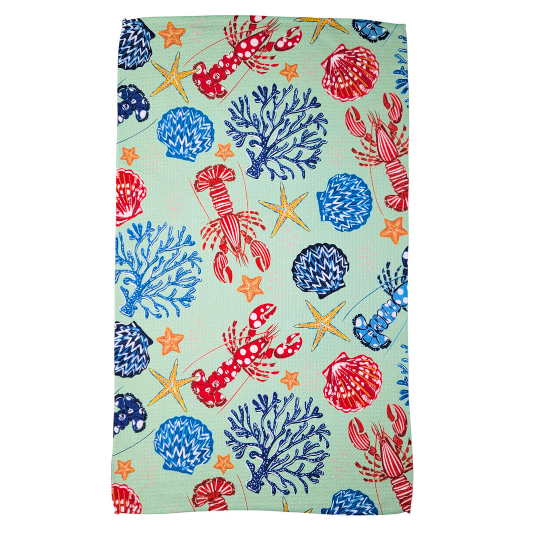 Ocean Floor Summer Kitchen Waffle Towels (Pack Of 2 - $6.95 Ea. Towel) - WFL189