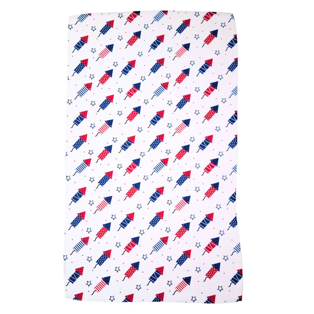 4th of July Bottle Rocket Waffle Towels (Pack Of 2 - $6.95 Ea. Towel) - WFL194