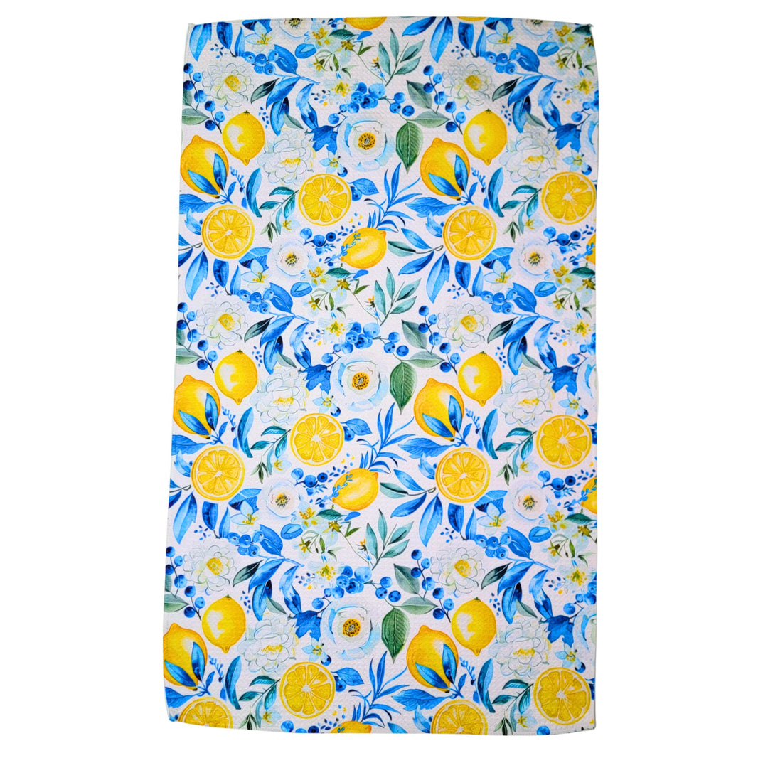 Mediterranean Lemon & Blueberries Waffle Kitchen Tea Towels (Pack Of 2 - $6.95 Ea. Towel) - WFL195