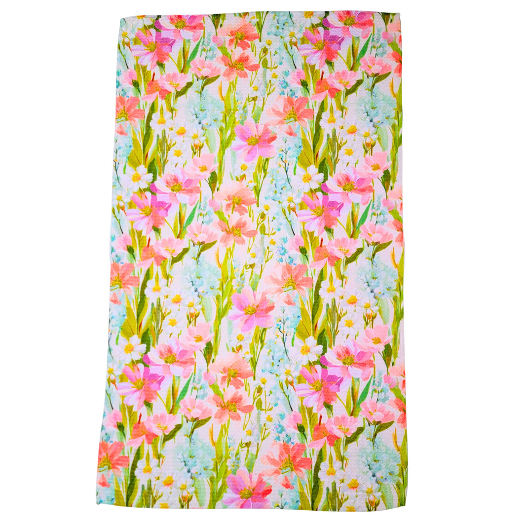 Summer Flower Bloom Waffle Kitchen Tea Towels (Pack Of 2 - $6.95 Ea. Towel) - WFL197