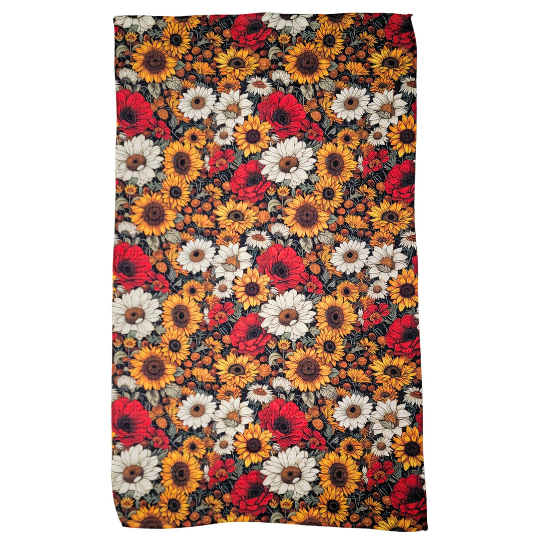 Fall Flower Harvest Farmhouse Kitchen Tea Towels (Pack Of 2 - $6.95 Ea. Towel) - WFL202