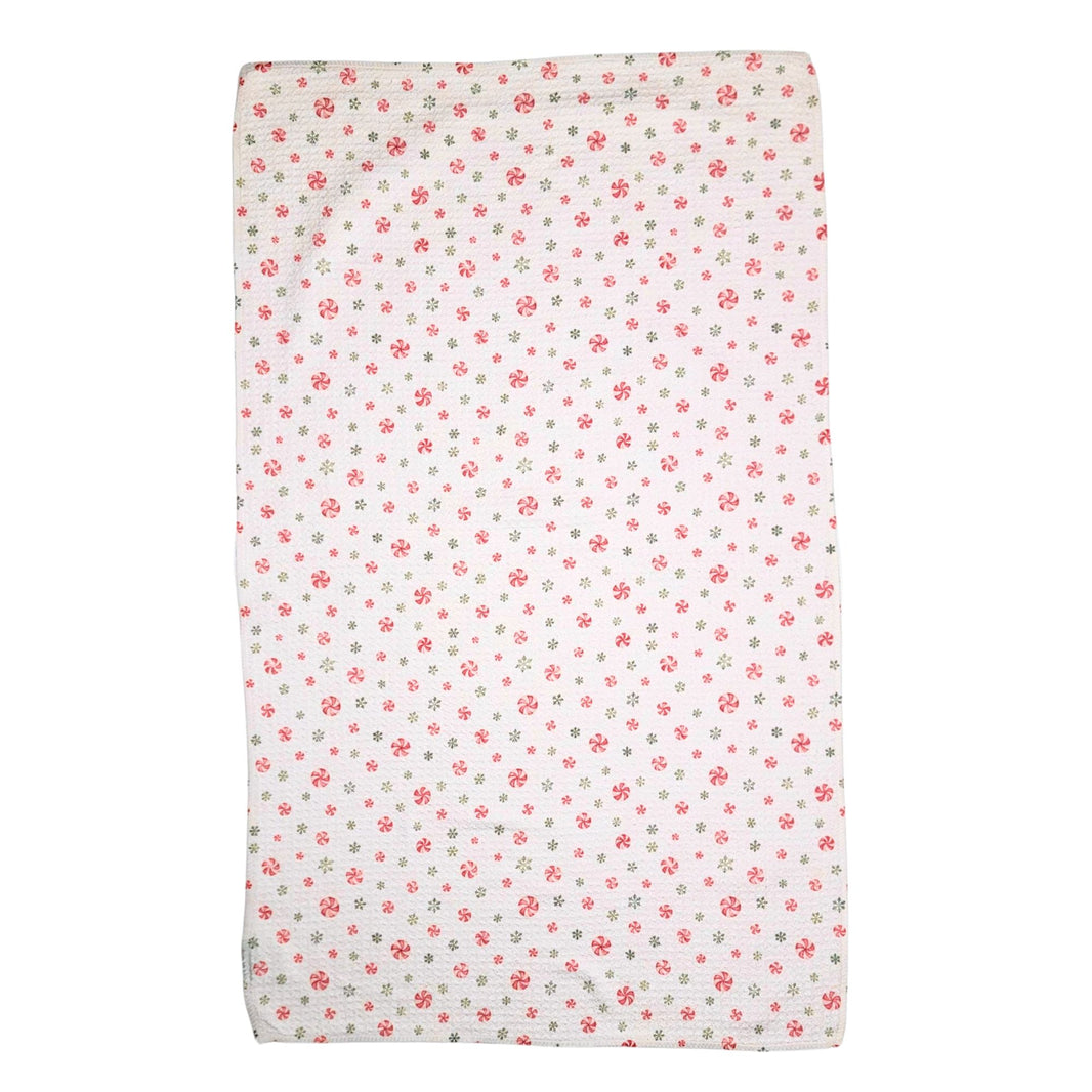 Peppermint Snowflake Pattern - Holiday Decor Waffle Towels (Pack Of 2 - $6.95 Ea. Towel) - WFL219