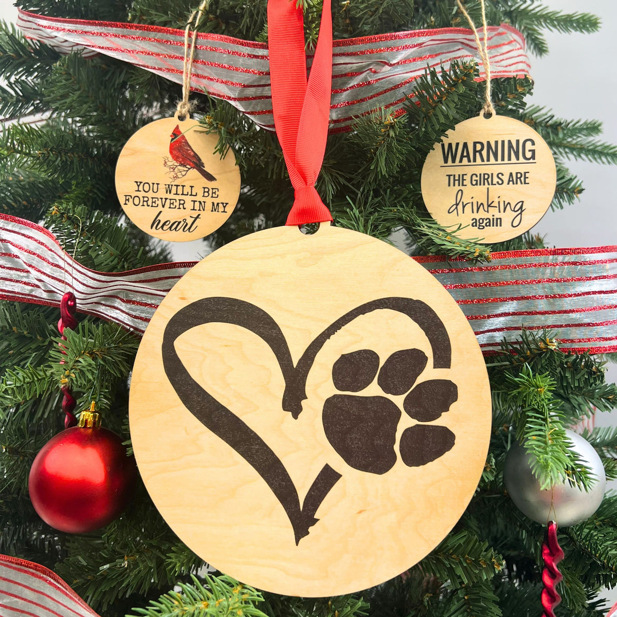Dog Paw Christmas Ornament Wreath Ornaments Mantle Ornament - WXL020 - 4 Per Pack ($4.95 Ea. Ornament)