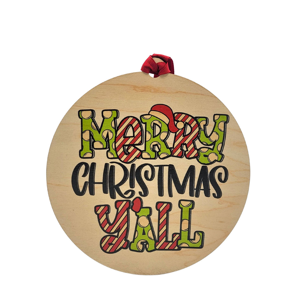 Merry Christmas Y'all Large Mantle Holiday Ornaments - WXL034 - 4 Per Pack ($4.95 Ea. Ornament)