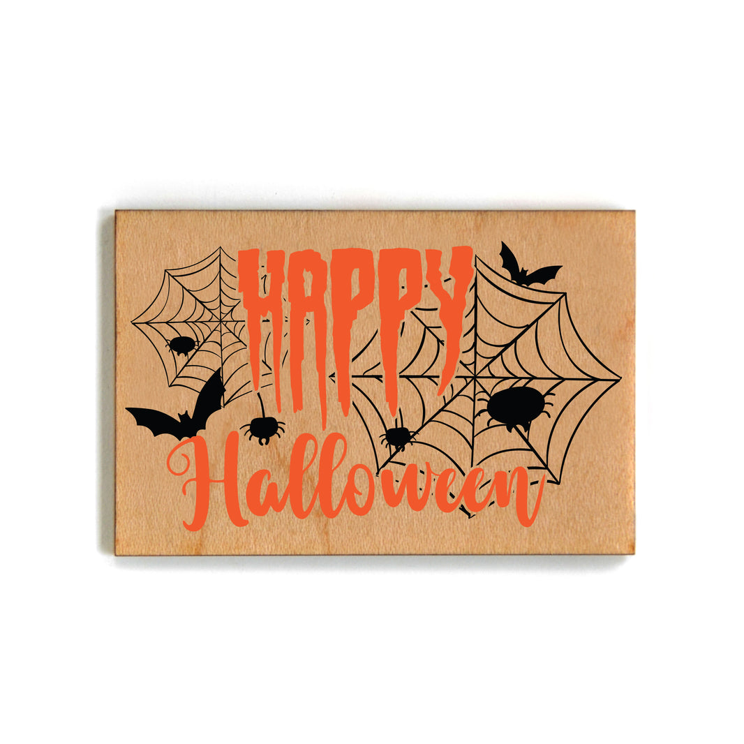 Happy Halloween Magnet With Spider Webs - Magnets - XM115 - Pack Of 6 ( $2.25 Per Magnet)