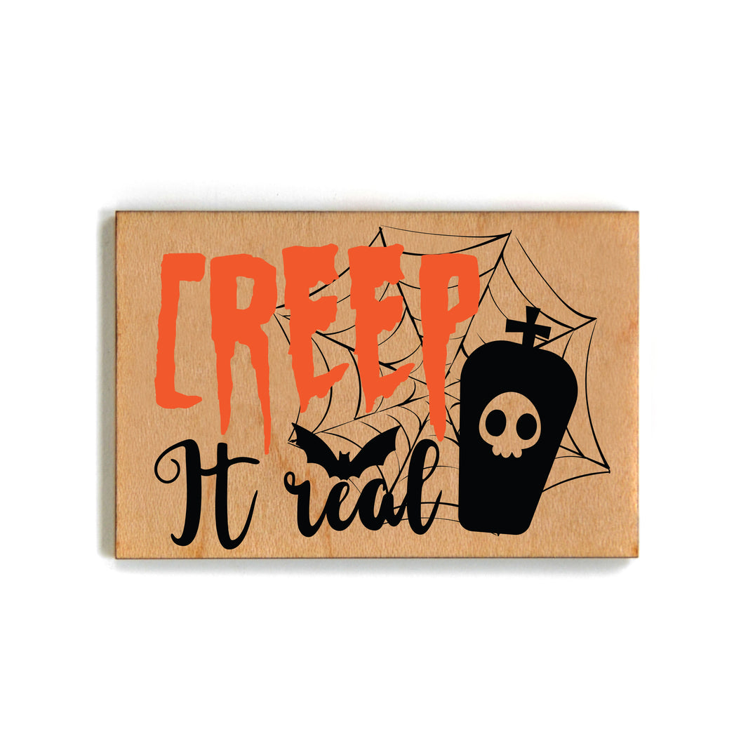 Creep It Real Halloween Magnet With Spider Web - Magnets - XM116 - Pack Of 6 ( $2.25 Per Magnet)