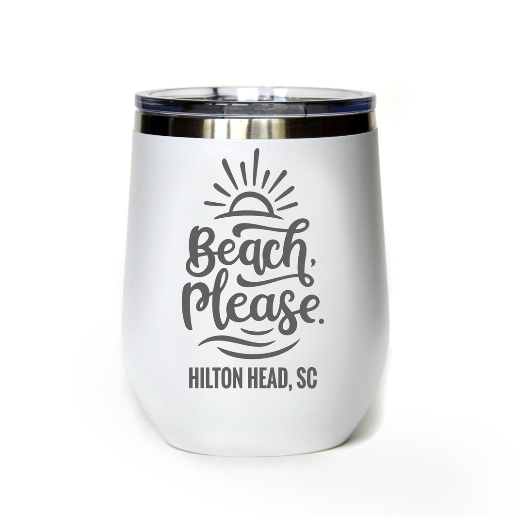 "Beach Please" Tumbler Any Size (4 Tumblers Per Pack)